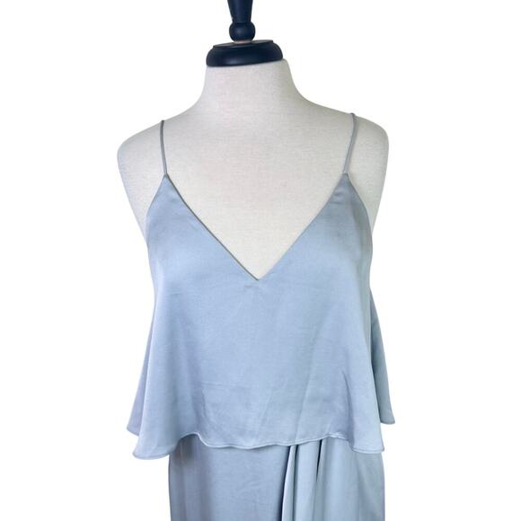 New SHONA JOY Luxe Frill Tulip Hem Maxi Formal Dress Silver Blue Cloud Sz‎  10 - Picture 3 of 14